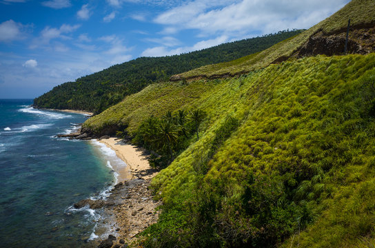 Philippines Landscape with Coast and Green Hills - Romblon