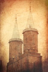 Obraz premium Old medieval tower of Cathedral church