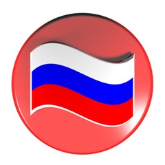 Red circle push button russian flag - 3D rendering illustration
