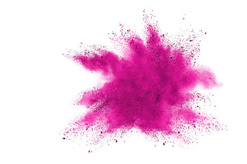 Abstract powder splatted background. Colorful powder explosion on white background. Colored cloud. Colorful dust explode. Paint Holi.