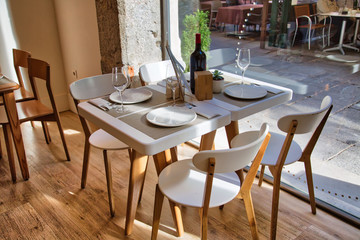 Typical Spanish restaurant serving national Spanish food in historic city center