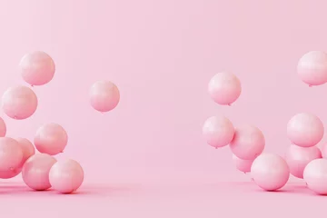 Luftballons auf pastellrosa Hintergrund. 3D-Rendering © aanbetta