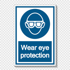 Symbol Wear eye protection  on transparent background