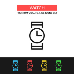Vector watch icon. Wristwatch concepts. Premium quality graphic design. Modern signs, outline symbols collection, simple thin line icons set