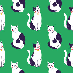 Seamless pattern with cute kittens. Creative childish texture. Vector Illustration.