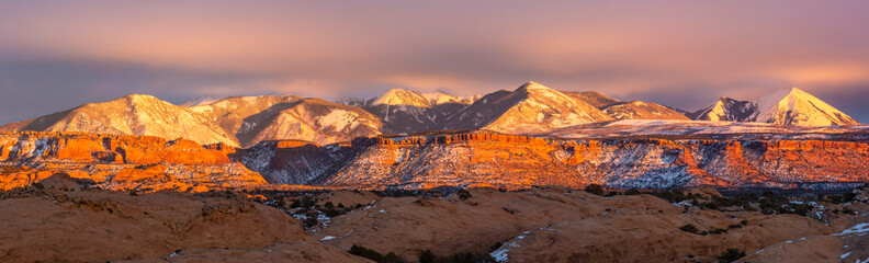 La Sal Mountains Golden Hour Panorama