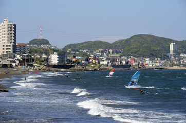 Obraz premium ウインドサーフィンの海辺