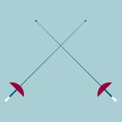 Fencing sport design, drawn cross two swords.