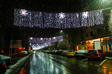 Winter Christmas lights in the streets