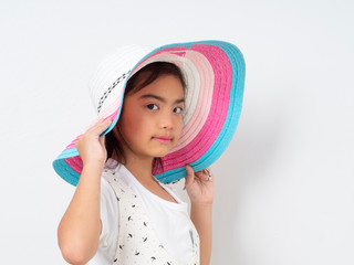 Asian Cute little girl with hat