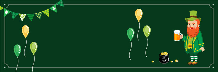 Leprechaun holding a Beer mug  - St. Patrick's Day Greeting card, copy space layout Design