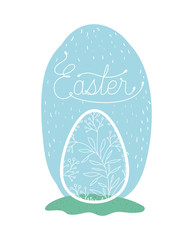 egg painted easter with hand made font in the field