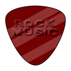 Guitar pick with text. Rock music style. Vector illustration design