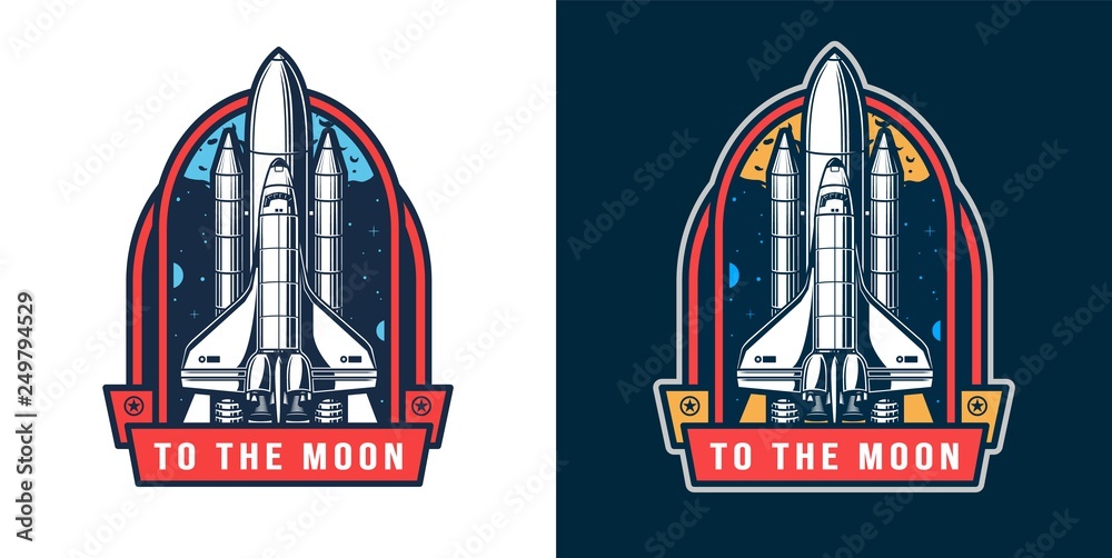 Wall mural colorful space rocket launch badge