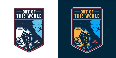 Cosmonaut in outer space colorful logotype © DGIM studio