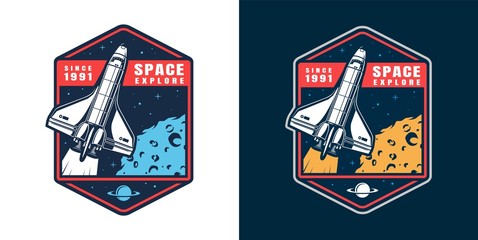 Colorful space exploration label © DGIM studio