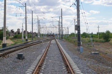 Fototapeta na wymiar cargo trains at rail road station