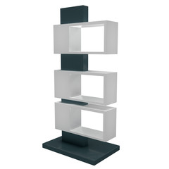 Showcase Displays Retail Shelves Stand. Trade show booth. 3d render illustration isolated on white background. Template mockup for your design.