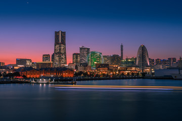 Fototapeta na wymiar Yokohama Minato Mirai sunset