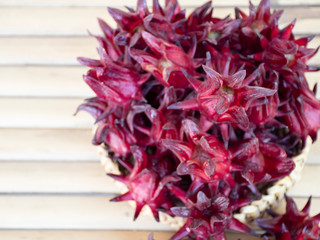 roselle  fresh fruit on nature ground