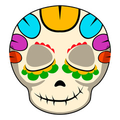Happy colored mexican skull cartoon. Vector illustration design