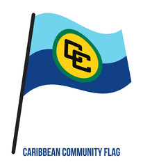 Caribbean Community Flag Waving Vector Illustration on White Background. CARICOM Flag.