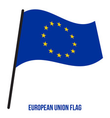 European Union (EU) Flag Waving Vector Illustration on White Background.