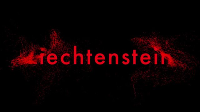 &ldquo;Liechtenstein&rdquo; Animated Typography. Word Reveal with blowing red dust particles. Countries of the world.