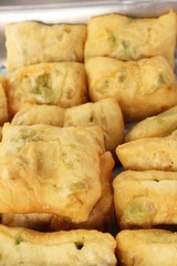 Deep fried dough put thai pandan custard