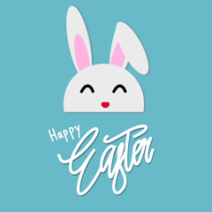Happy Easter text and rabbit