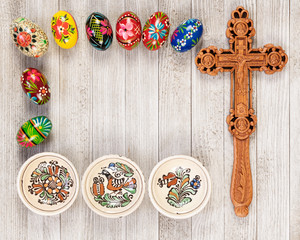 Painted Wooden Easter Eggs with Cross