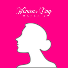 Happy women day with a girl silhouette image. Vector illustration design