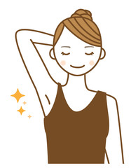 ワキ脱毛をして綺麗になった脇の若い女性のイラスト