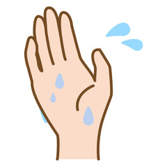 多汗症で汗だくの手のひらのイラスト
