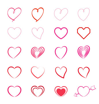 Heart symbol mark set- Hairline -