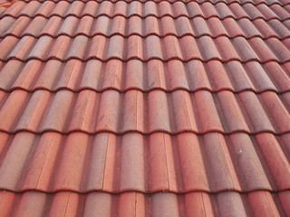 old tile roof with red tiles