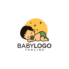 Cute Baby Logo Design Vector