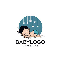 Cute Baby Logo Design Vector