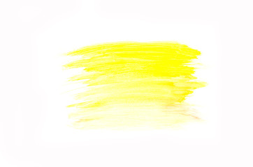 Yellow spot painted with watercolor on a white background.