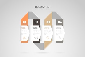 Process chart. Business data element of chart, graph, diagram with 4 steps, options, parts, processes. Infographics design vector and marketing icons.