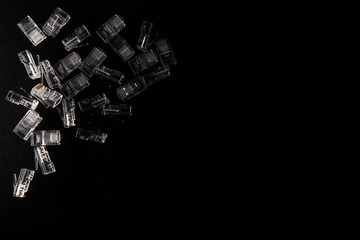 RJ-45. Top view of connectors for ethernet UTP cable