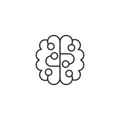 Electronic brain. Vector linear icon.