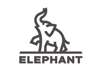 Elephant logo template, linear style. Vector format, available for editing. Black and white version on white background.