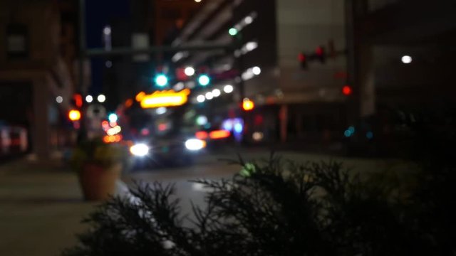 Pittsburgh PA - Circa February 17 2019 -Timelapse of night busses in Pittsburgh