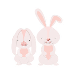 cute rabbits isolated icon