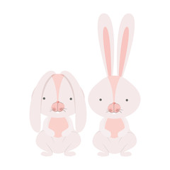 cute rabbits isolated icon