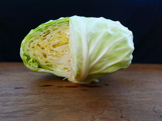 fresh cabbage on wooden background