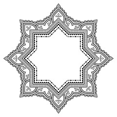 Circular pattern in form of mandala with flower for Henna, Mehndi, tattoo, decoration. Decorative ornament in ethnic oriental style.