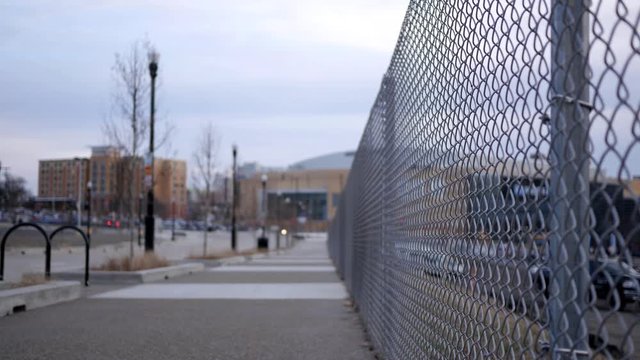 Chain Link Fencing in a downtown city area