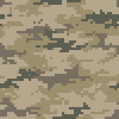 Digital camouflage pattern, seamless camo texture. Abstract pixelated military style background. Easy to edit mosaic vector illustration